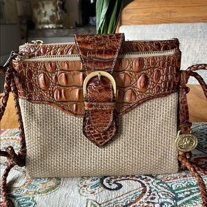 Brown Brahmin  Crocodile-Embossed Leather Crossbody Bag